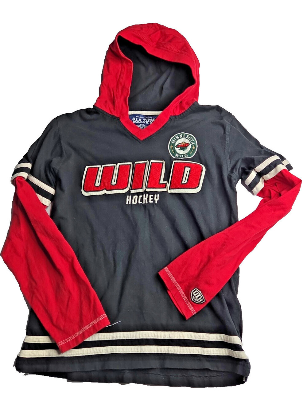 Minnesota Wild Old Time Hockey Youth M Hooded Shirt NHL Futures Collection